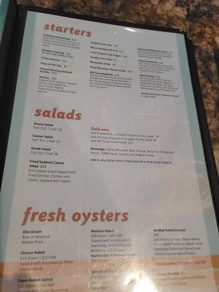 Sandbar Seafood and Deli - Panama City Beach, FL menu_pic