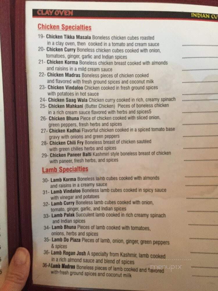 Clay Oven Indian Cuisine - Kissimmee, FL menu_pic