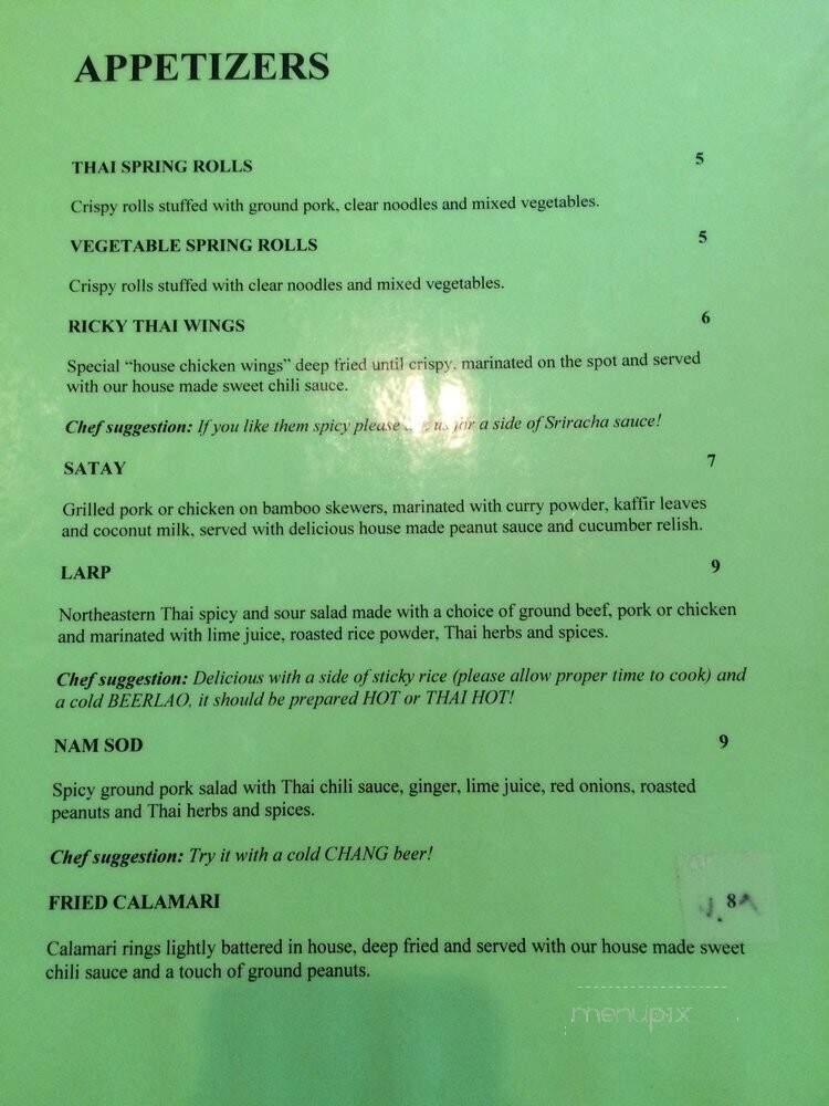 Ricky Thai Bistro - Miami, FL menu_pic