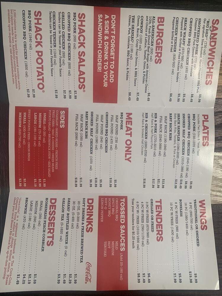 Shane's Rib Shack - Canton, GA menu_pic