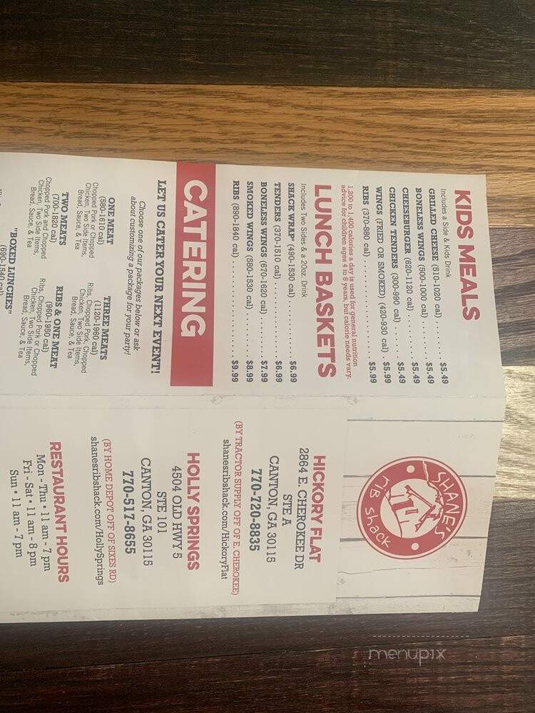 Shane's Rib Shack - Canton, GA menu_pic
