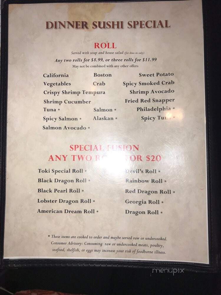 Toki - Martinez, GA menu_pic