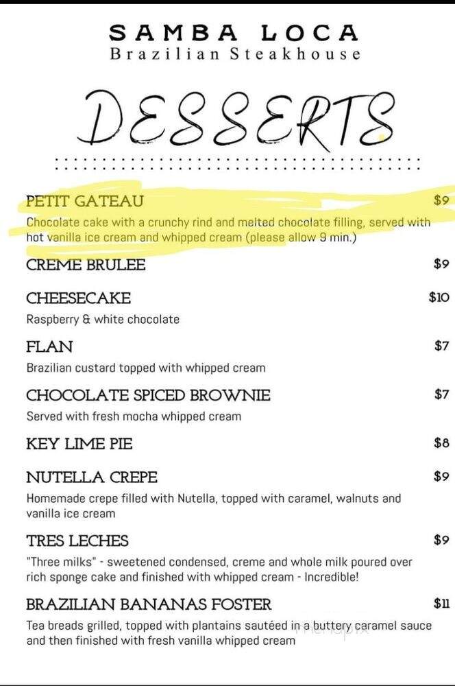 Samba Loca - Carrollton, GA menu_pic