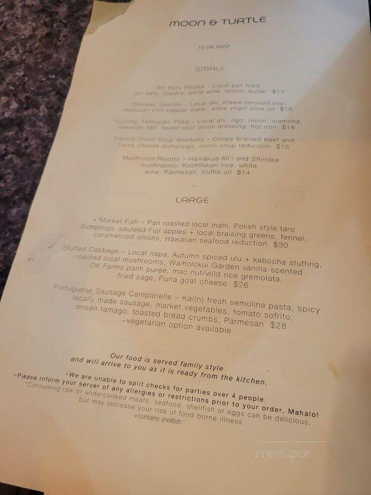 Full Moon Cafe - Hilo, HI menu_pic