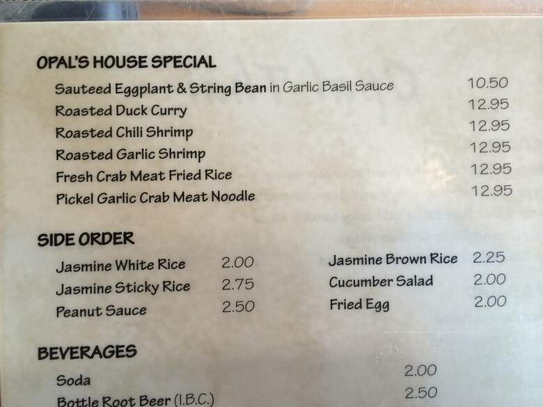Opal Thai Food - Haleiwa, HI menu_pic
