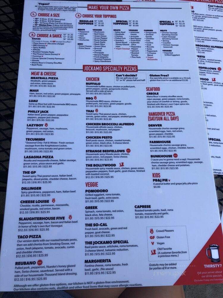 Jockamo Upper Crust Pizza - Greenwood, IN menu_pic