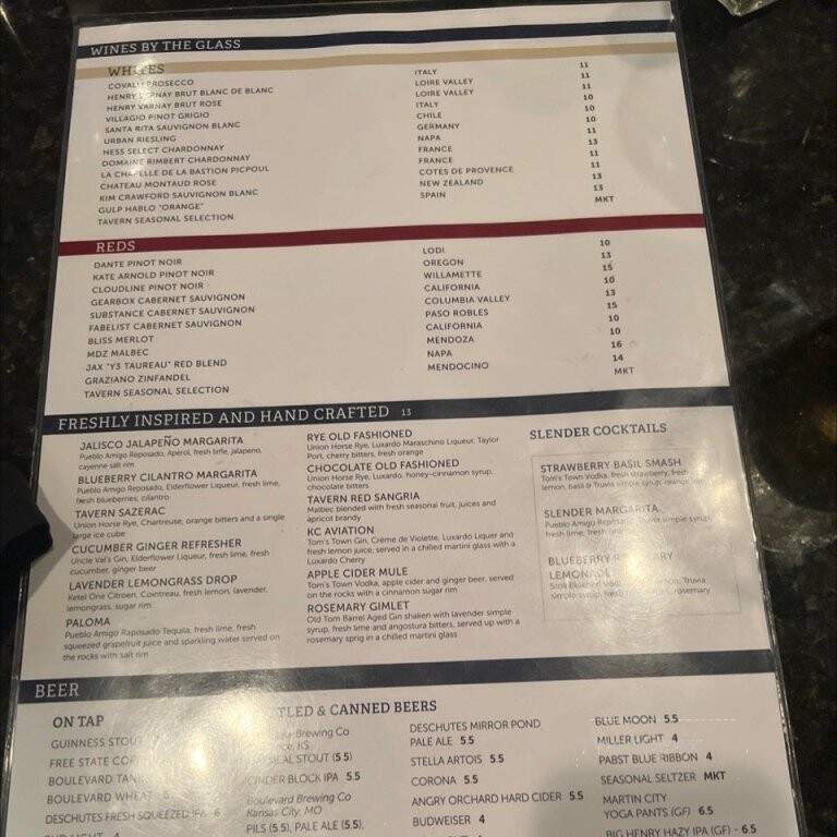 Tavern In The Village - Prairie Village, KS menu_pic