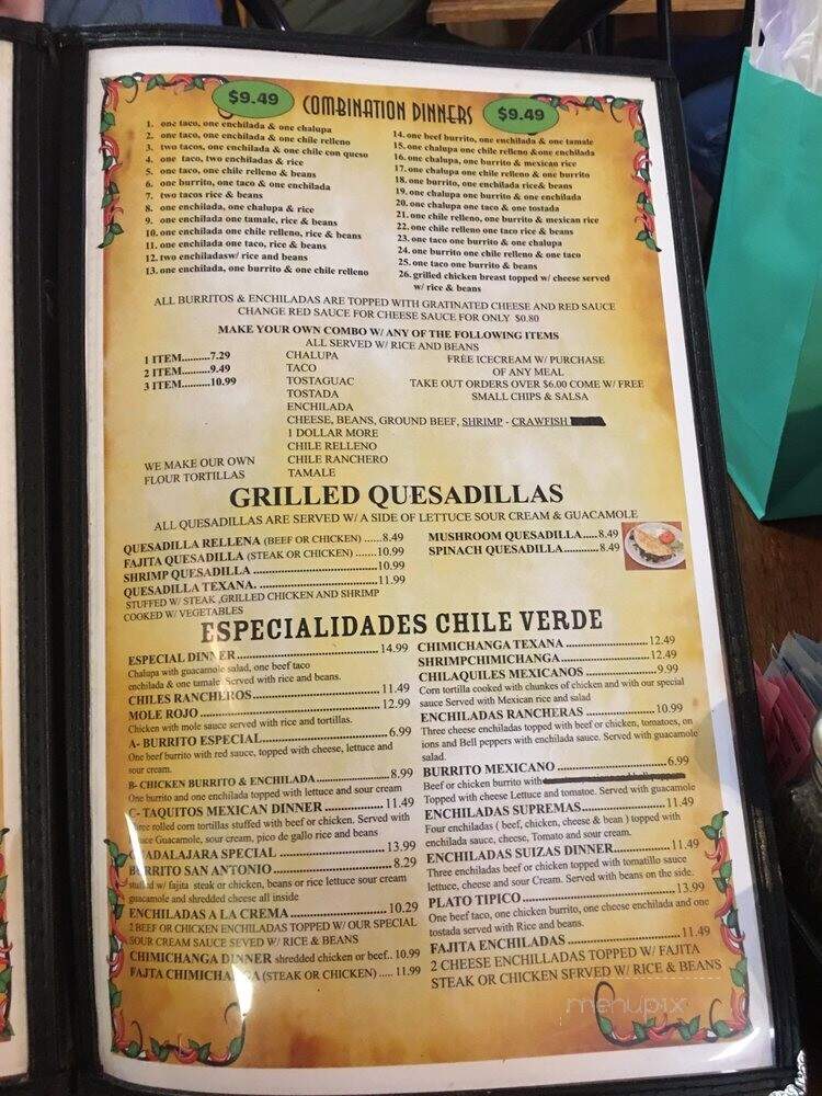 Las Mayas - Deridder, LA menu_pic
