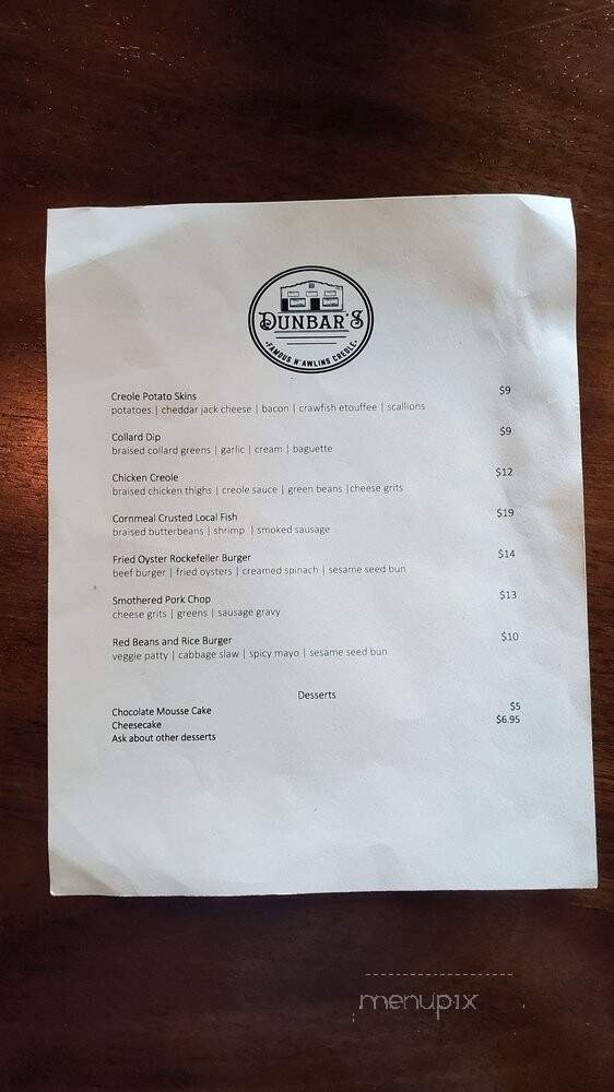 Dunbar's New Orleans Cuisine - New Orleans, LA menu_pic