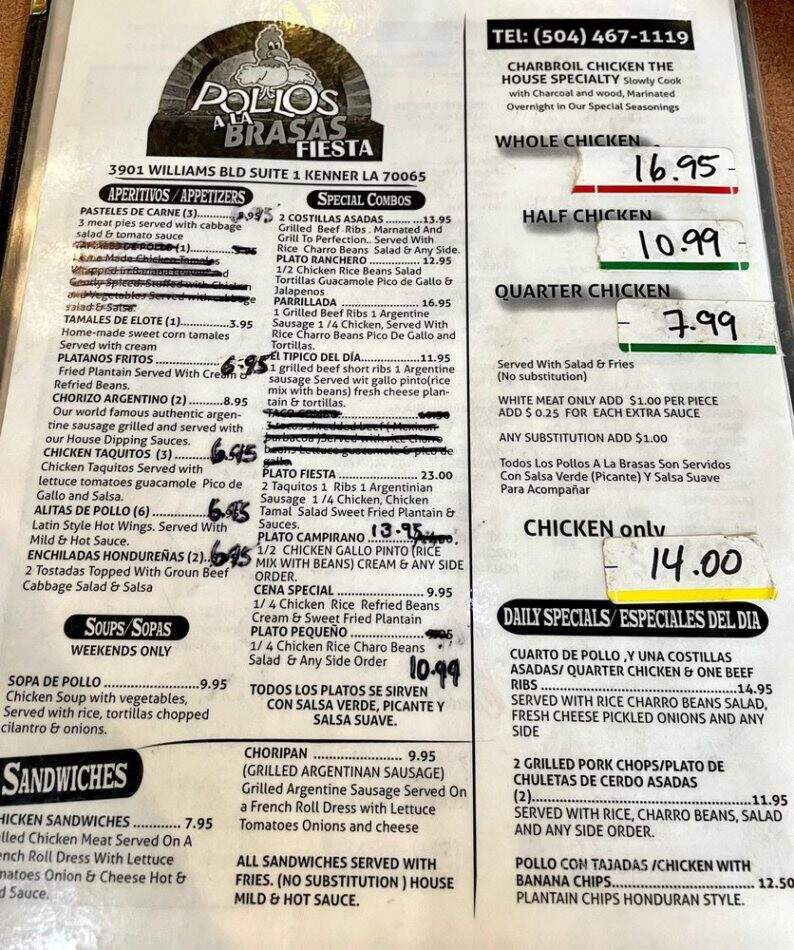 Pollos a la Brasa Fiesta - Kenner, LA menu_pic