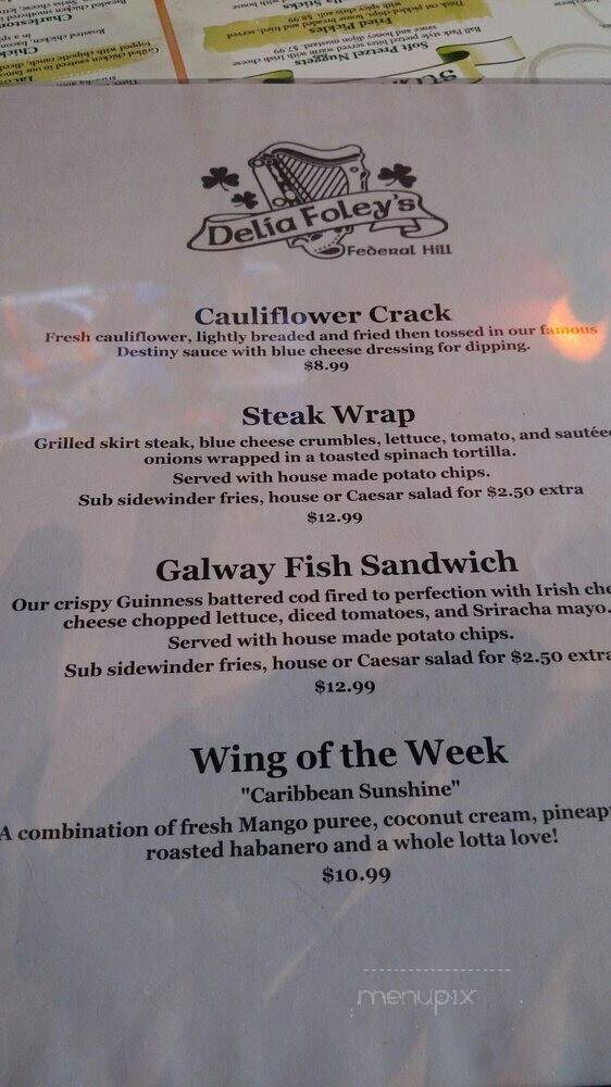 Delia Foley's - Baltimore, MD menu_pic