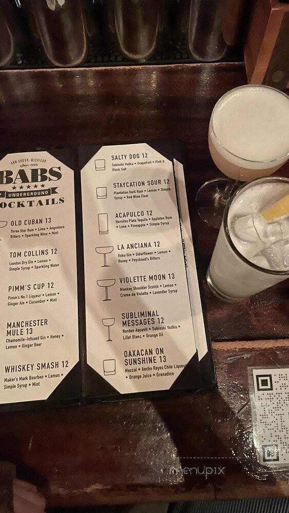 Babs Underground Lounge - Ann Arbor, MI menu_pic