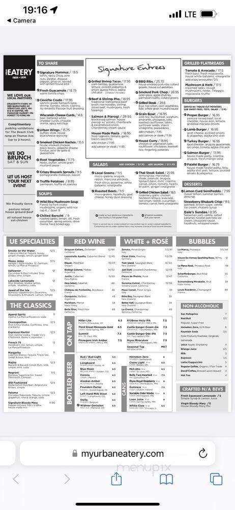 Urban Eatery - Minneapolis, MN menu_pic