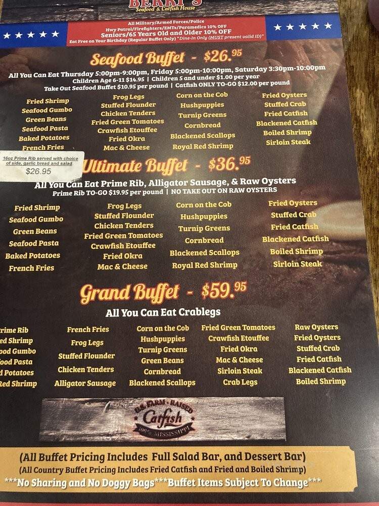 Berry's Seafood Restaurant - Magee, MS menu_pic