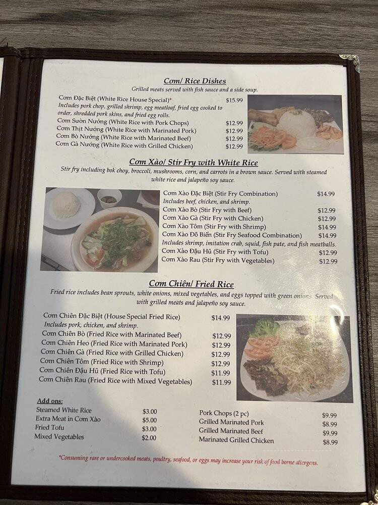 Pho Huong Que - Charlotte, NC menu_pic