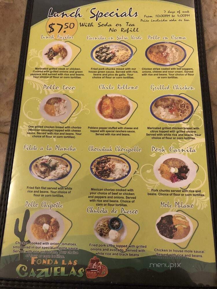 Fonda las Cazuelas - Charlotte, NC menu_pic