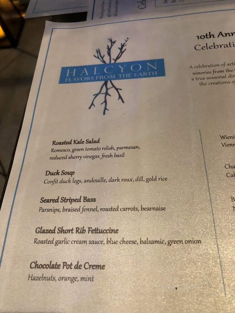 Halcyon, Flavors from the Earth - Charlotte, NC menu_pic