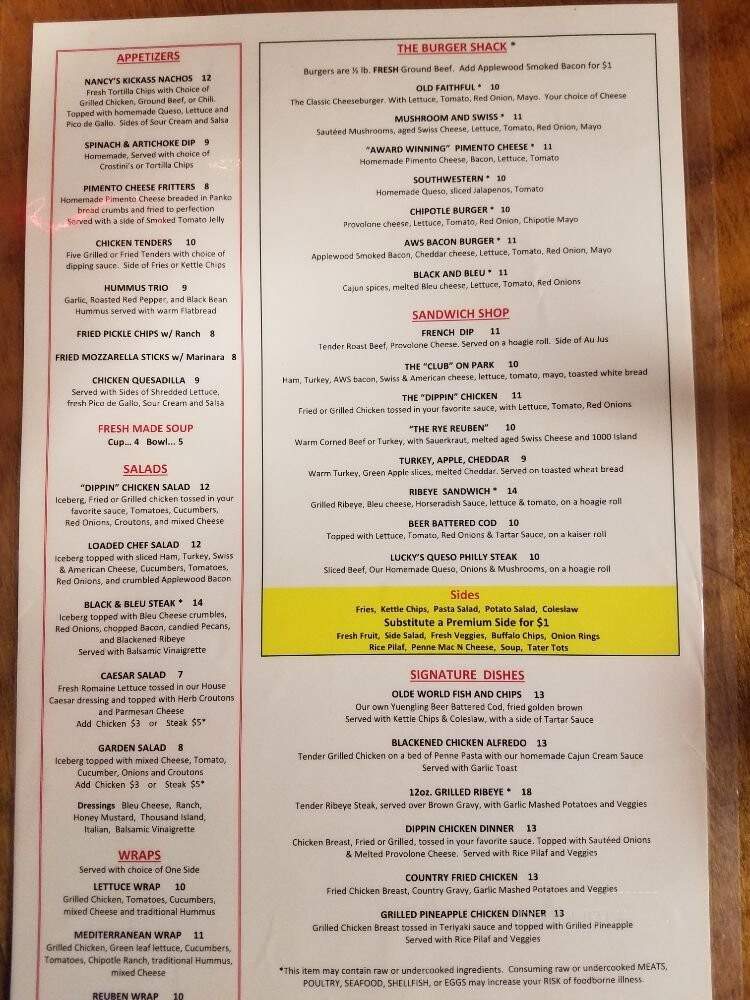Lucky Lou's Tavern - Charlotte, NC menu_pic