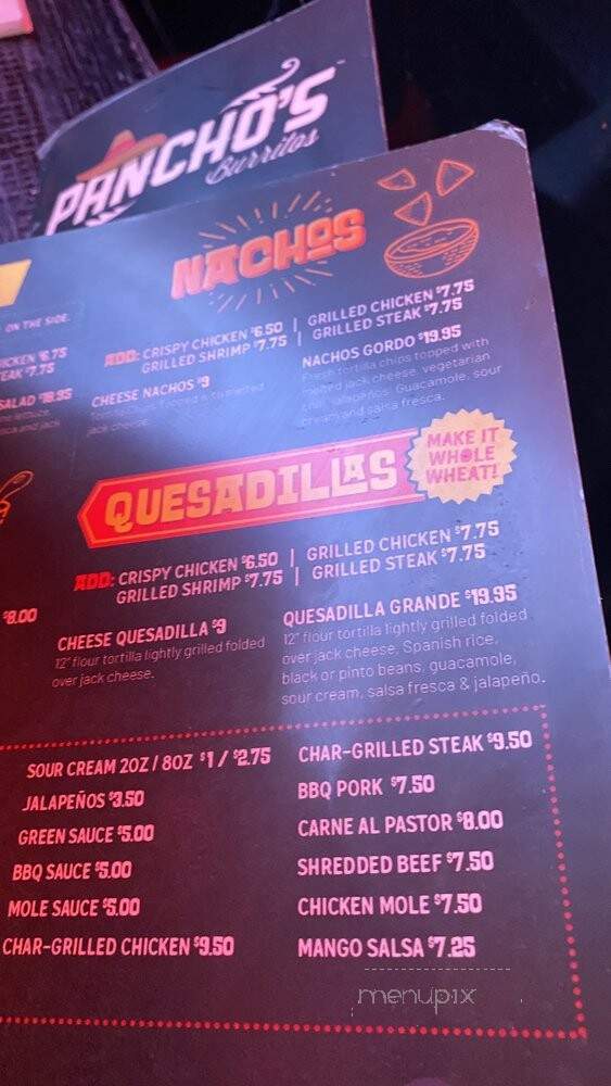 Panchos Burritos - New Milford, NJ menu_pic