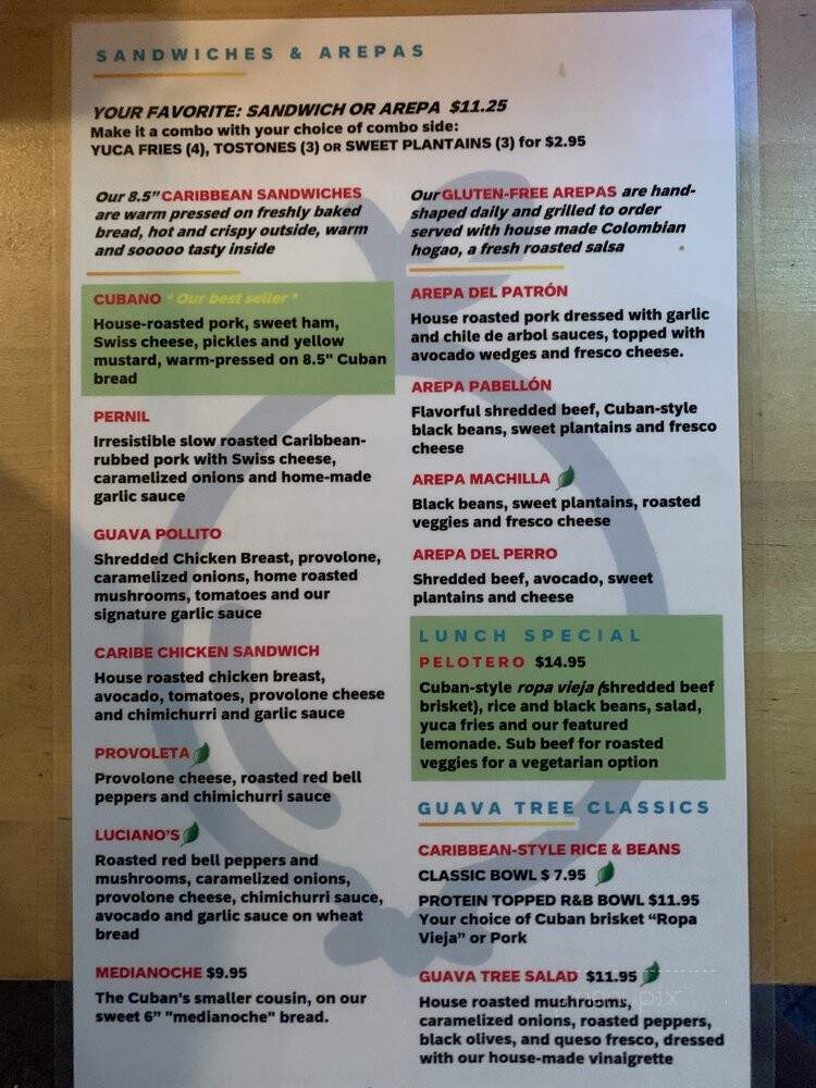 Guava Tree Cafe - Albuquerque, NM menu_pic