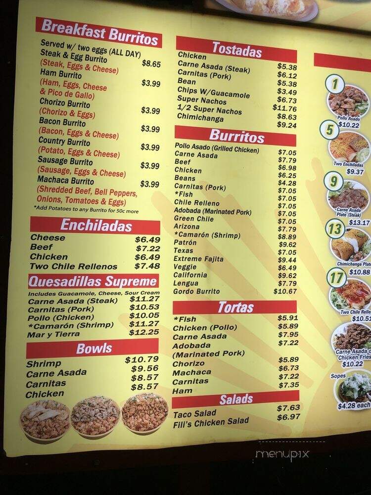Filiberto's Mexican Food - Albuquerque, NM menu_pic