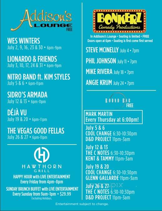 Addison's Lounge - Las Vegas, NV menu_pic