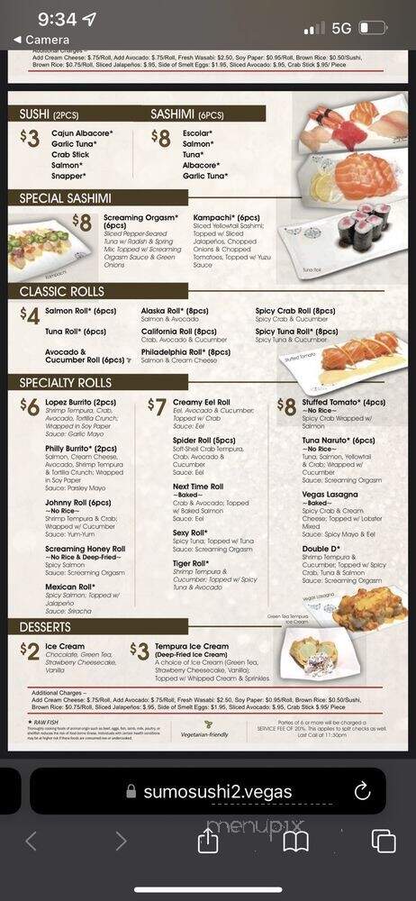Sumo Sushi2 - Las Vegas, NV menu_pic