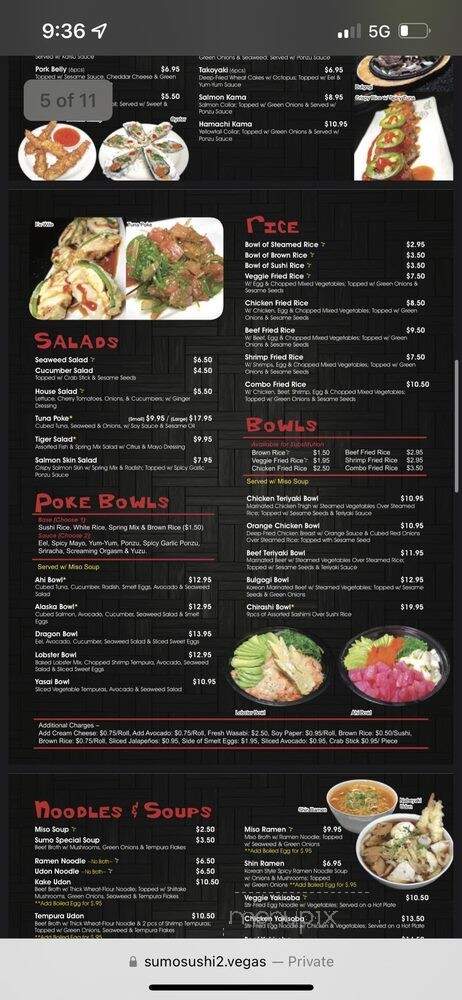 Sumo Sushi2 - Las Vegas, NV menu_pic