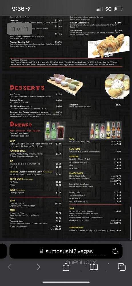 Sumo Sushi2 - Las Vegas, NV menu_pic