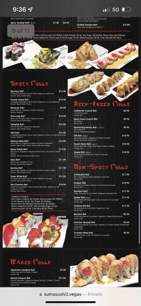Sumo Sushi2 - Las Vegas, NV menu_pic