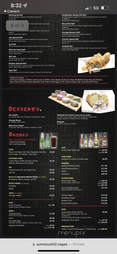 Sumo Sushi2 - Las Vegas, NV menu_pic