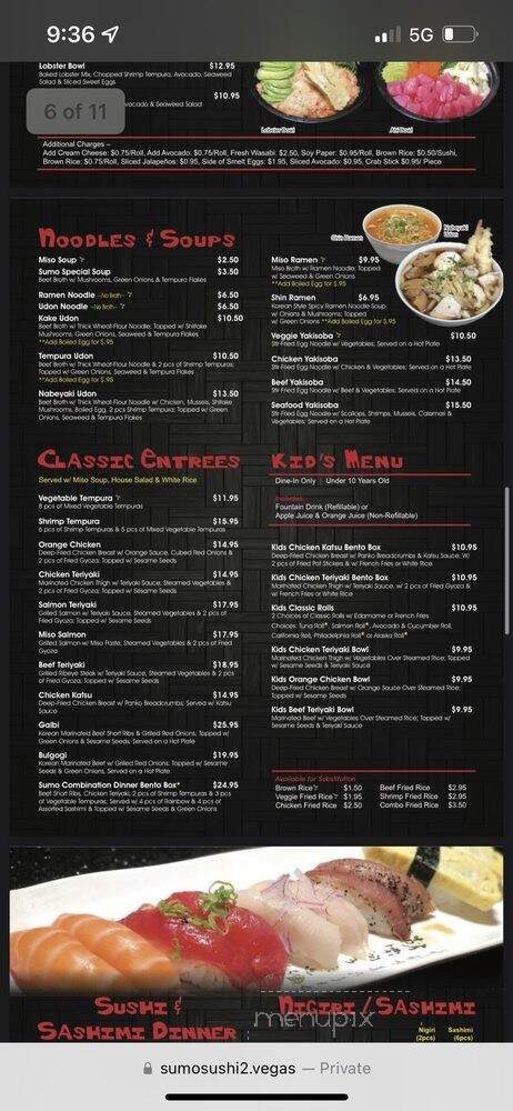 Sumo Sushi2 - Las Vegas, NV menu_pic