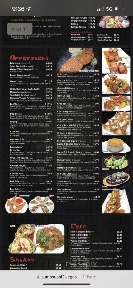 Sumo Sushi2 - Las Vegas, NV menu_pic