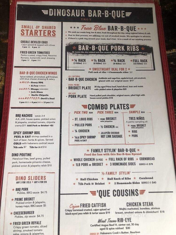 Dinosaur Bar-B-Que - Troy, NY menu_pic