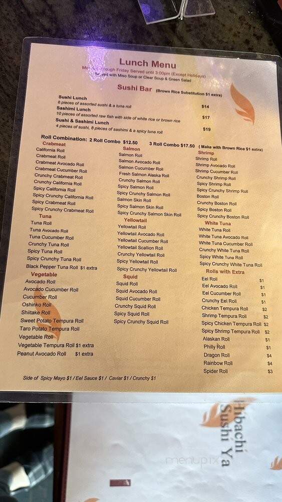 Sushi Ya - New Hyde Park, NY menu_pic