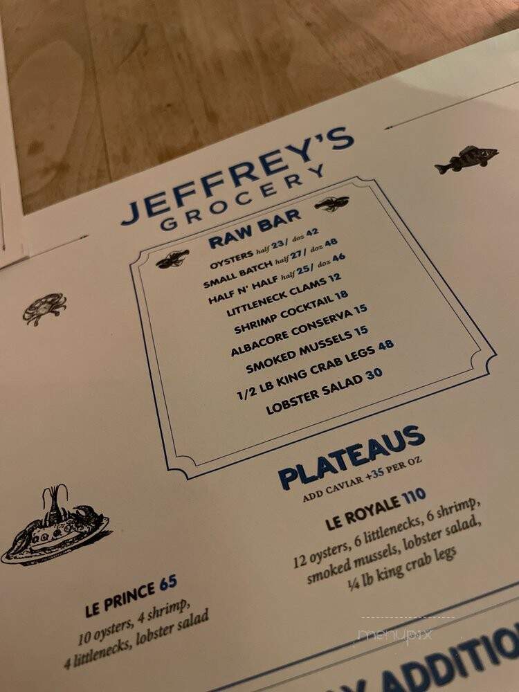 Jeffrey's Grocery - New York, NY menu_pic