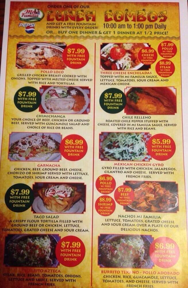 Mi Familia - Cincinnati, OH menu_pic