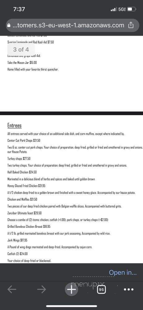 Zanzibar - Cleveland, OH menu_pic