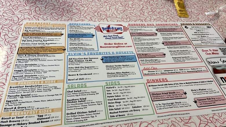 Boom A Rang Diner - Wagoner, OK menu_pic