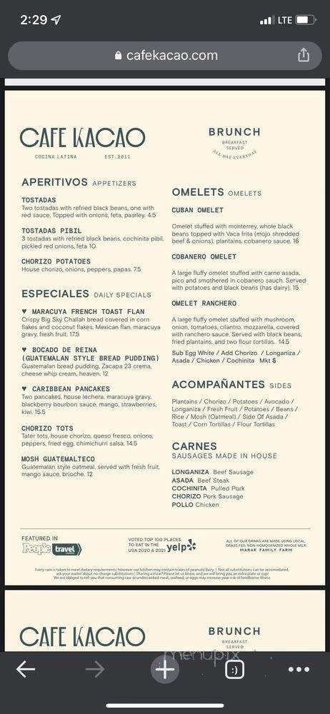Cafe Kacao - Oklahoma City, OK menu_pic