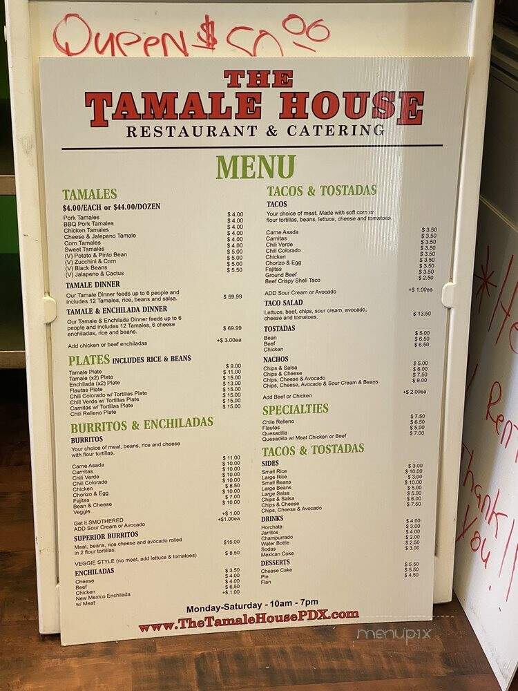 Tamale House - Tigard, OR menu_pic