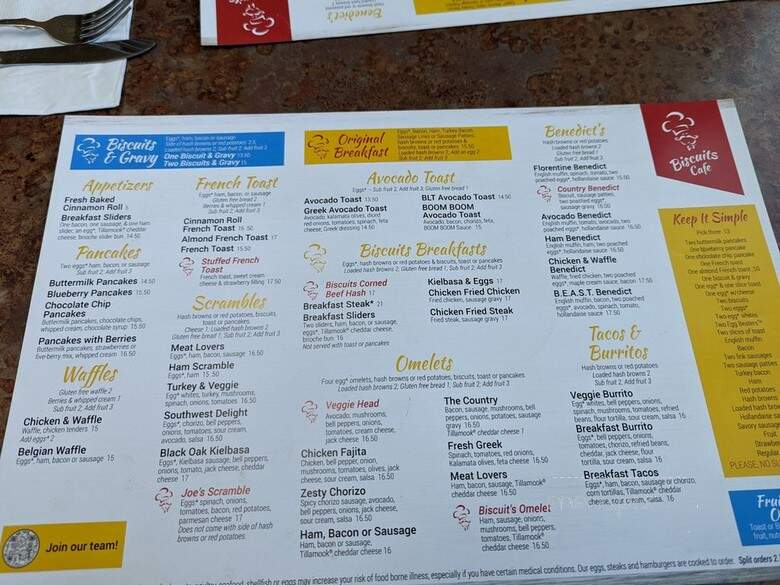 Biscuits Cafe - Beaverton, OR menu_pic