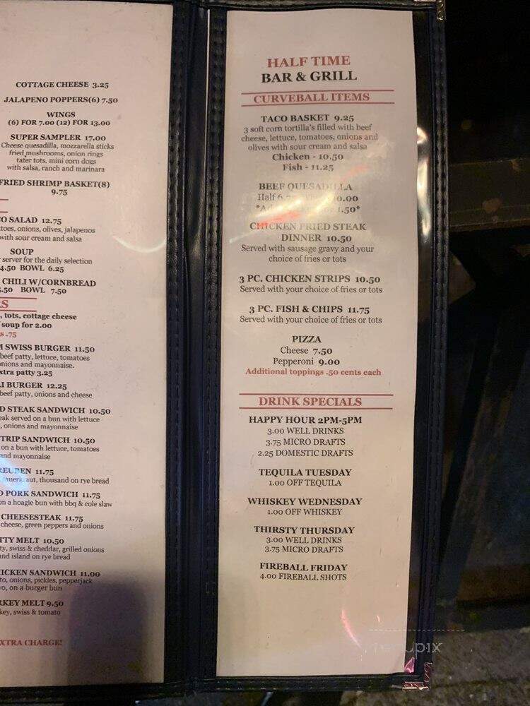 Half Time Bar Grill - Salem, OR menu_pic