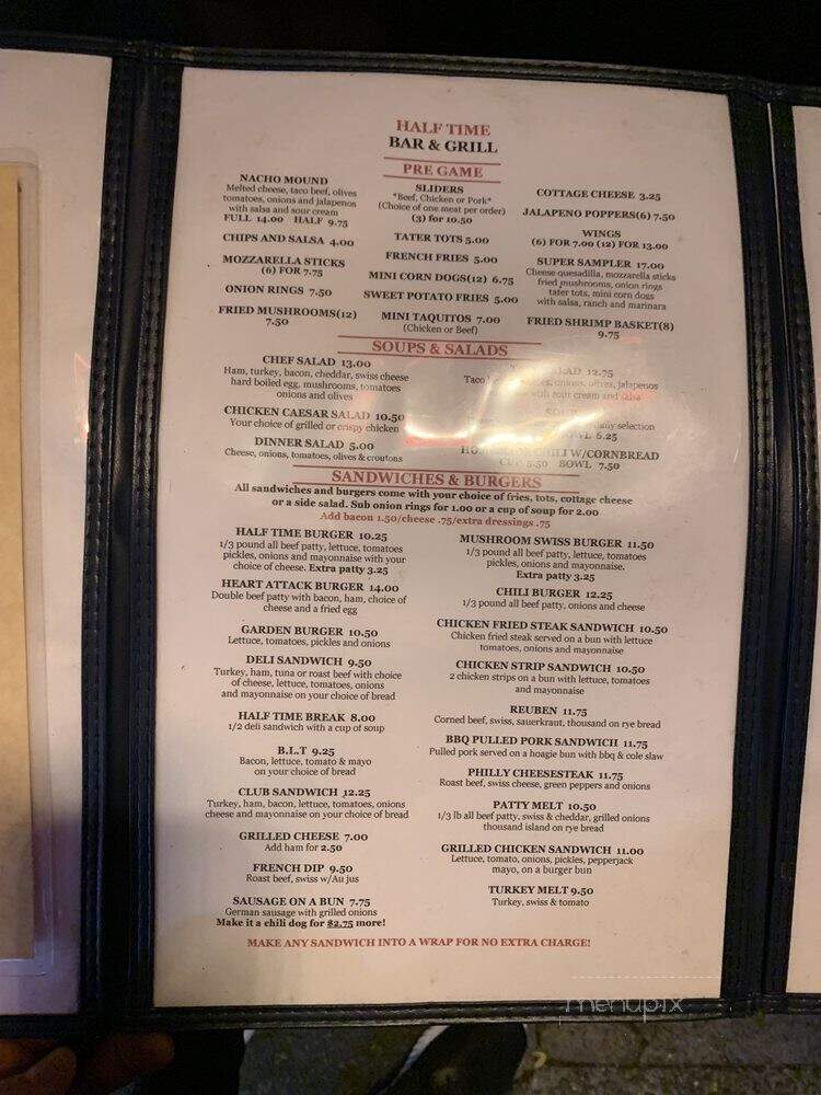 Half Time Bar Grill - Salem, OR menu_pic