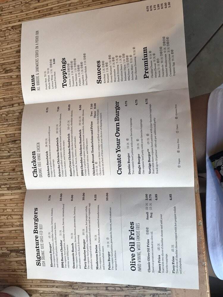 Elevation Burger - Collegeville, PA menu_pic