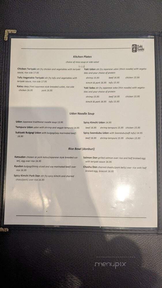 Yuki Sushi - Newtown Square, PA menu_pic