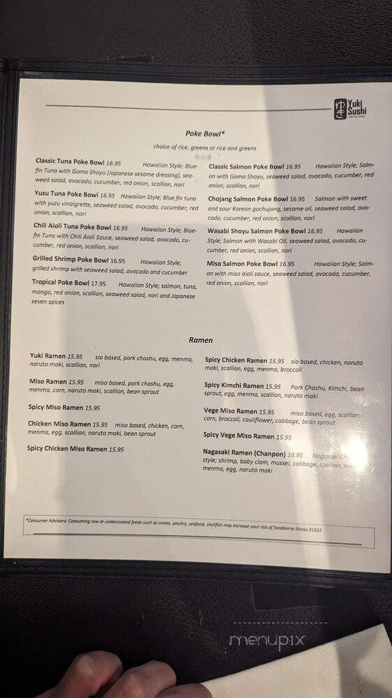 Yuki Sushi - Newtown Square, PA menu_pic