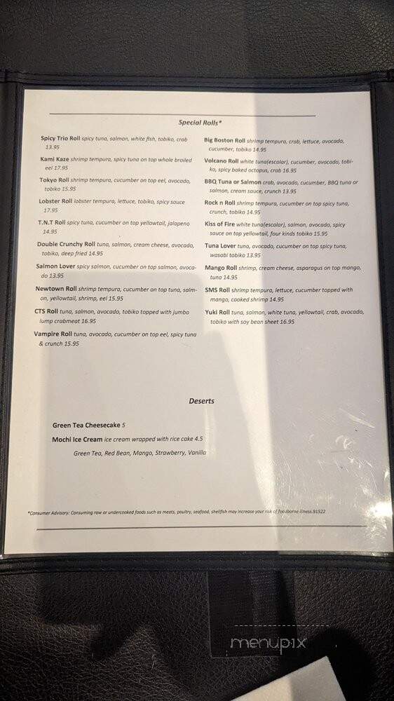 Yuki Sushi - Newtown Square, PA menu_pic