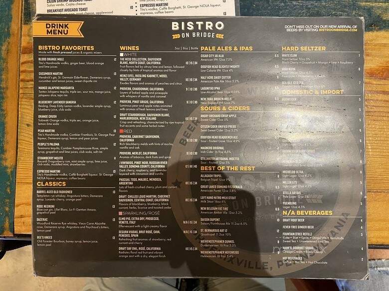 Bistro On Bridge - Phoenixville, PA menu_pic