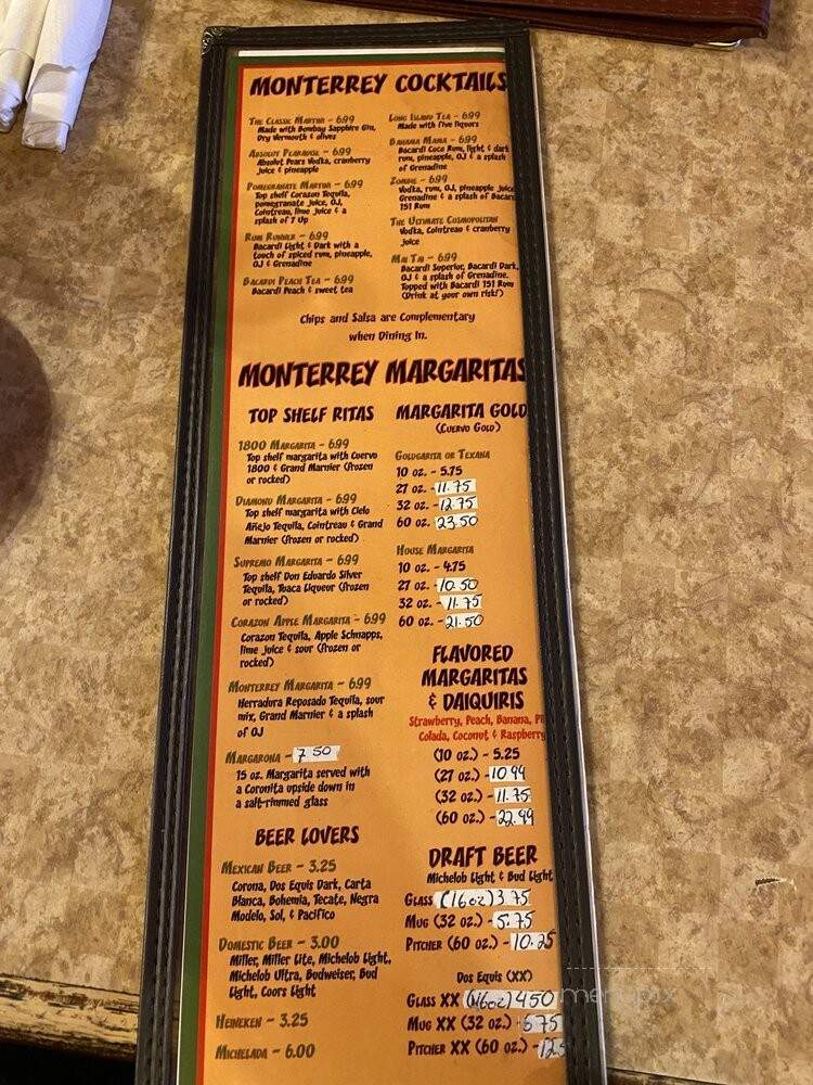 Monterrey's Mexican Resturant - Columbia, SC menu_pic